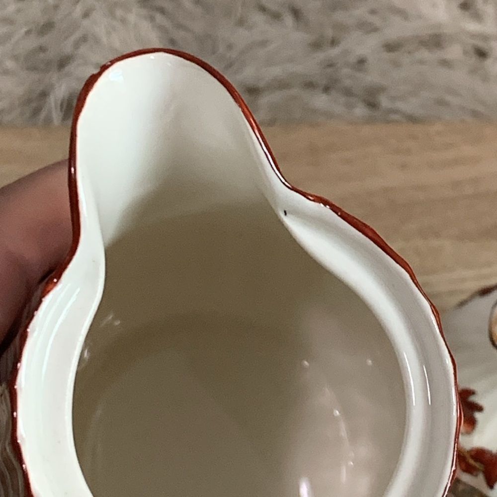 As Is Damaged Copeland Spode Indian Tree Small Pitcher Orange Floral Scallop - Picture 16 of 17